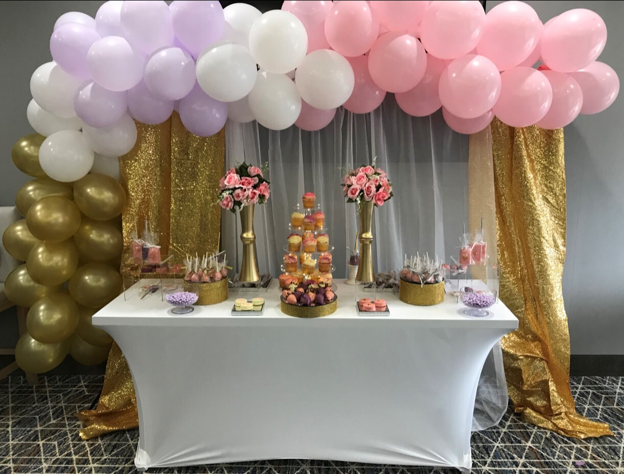 gold drapes and backdrop