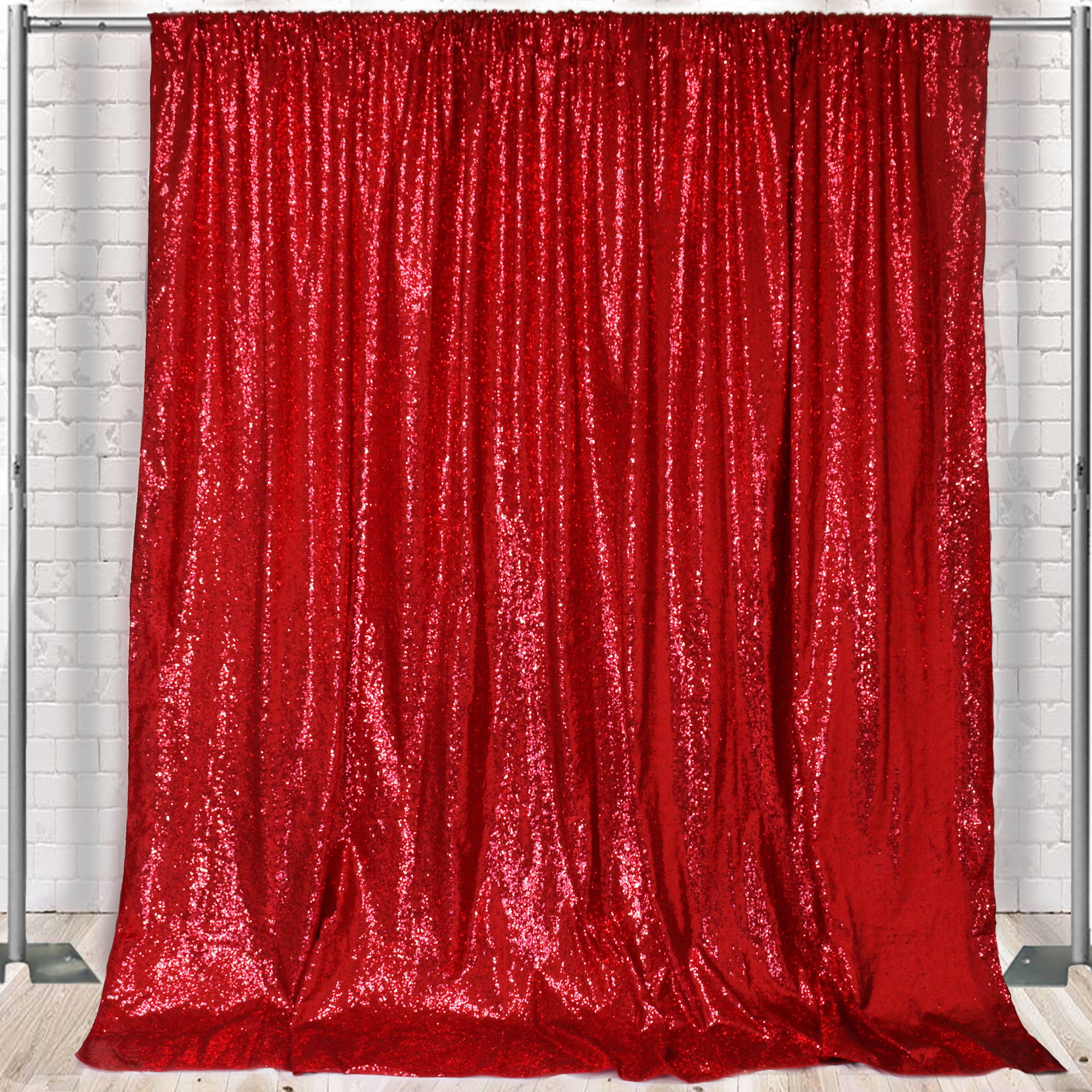 Glitz Sequin on Taffeta Drape/Backdrop 10 ft x 104 Inches Red