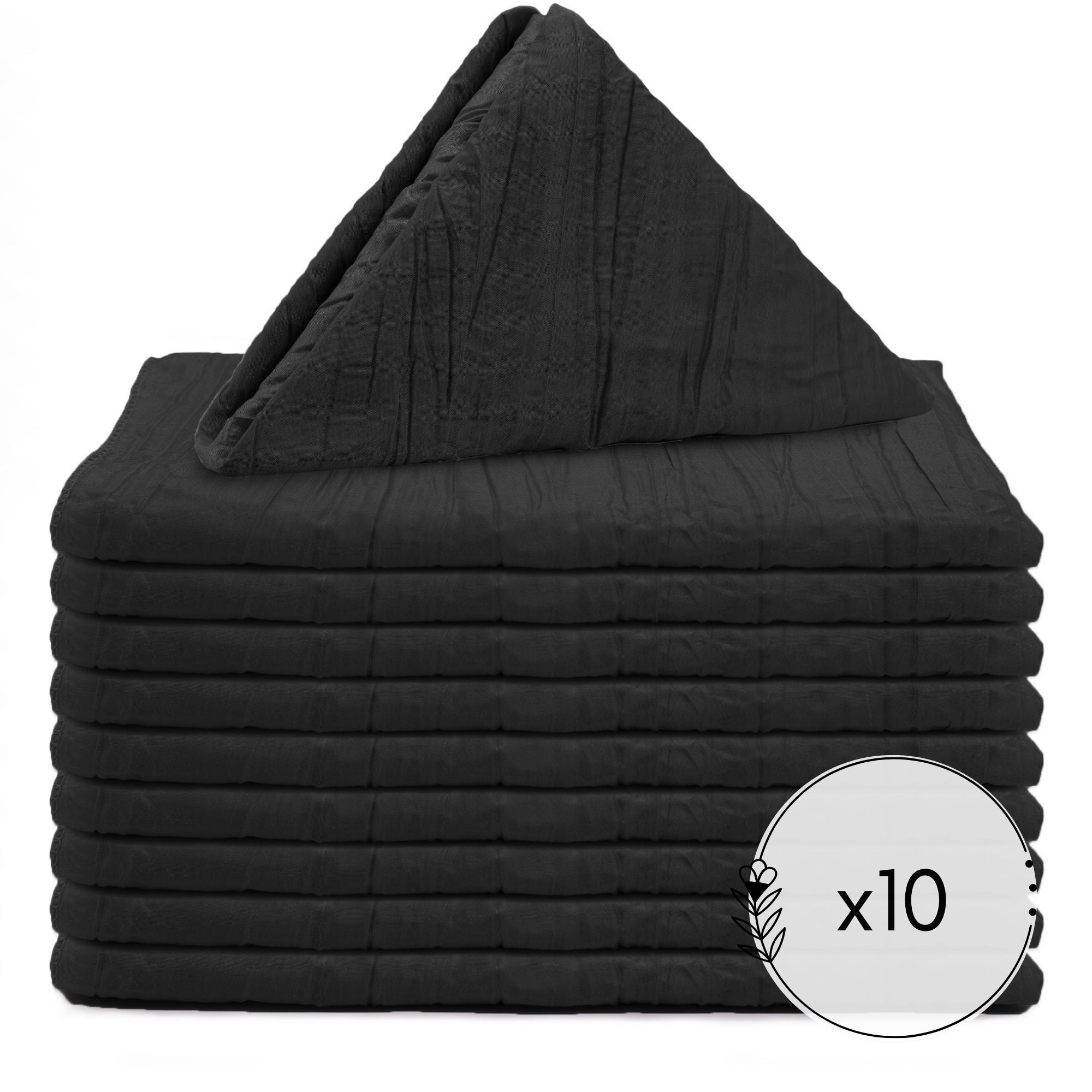 10 Pack 20 Inch Crinkle Taffeta Cloth Napkins Black
