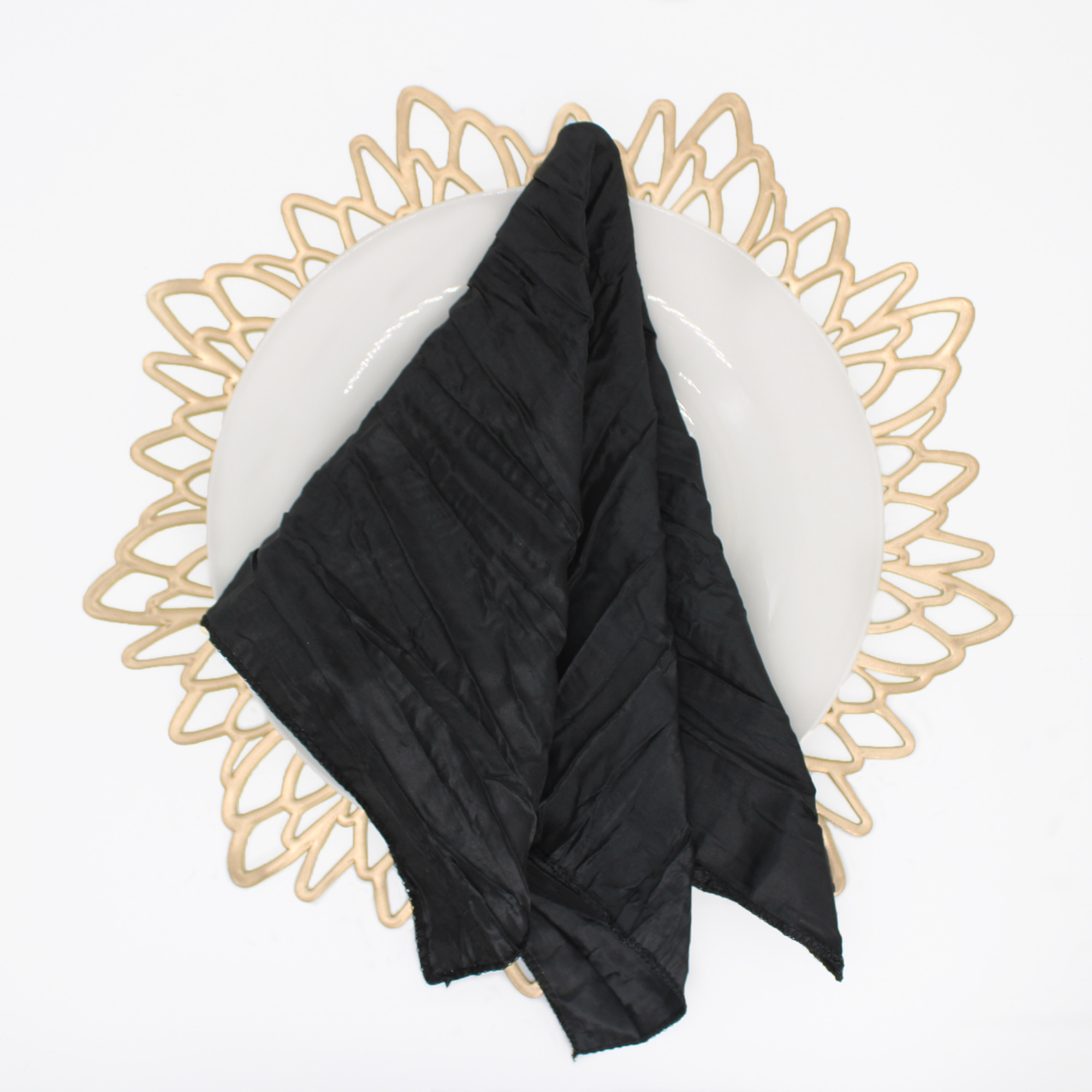 20 Inch Crinkle Taffeta Cloth Napkins Black lifestyle