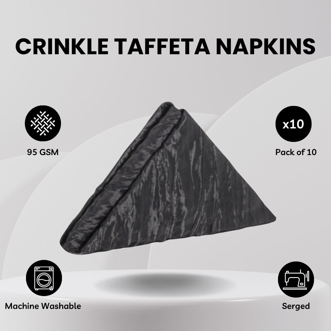 20 Inch Crinkle Taffeta Cloth Napkins Black features