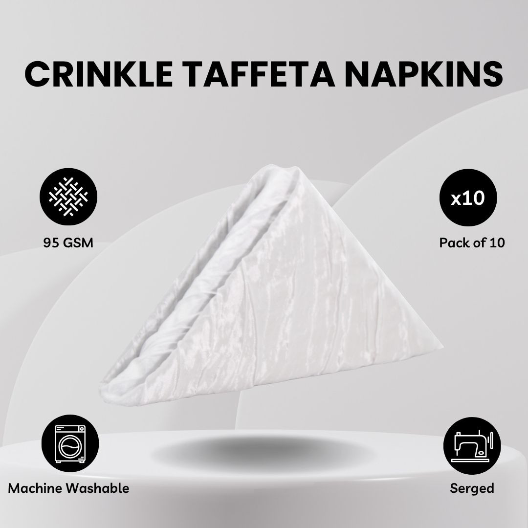Crinkle Taffeta Cloth Napkins White features