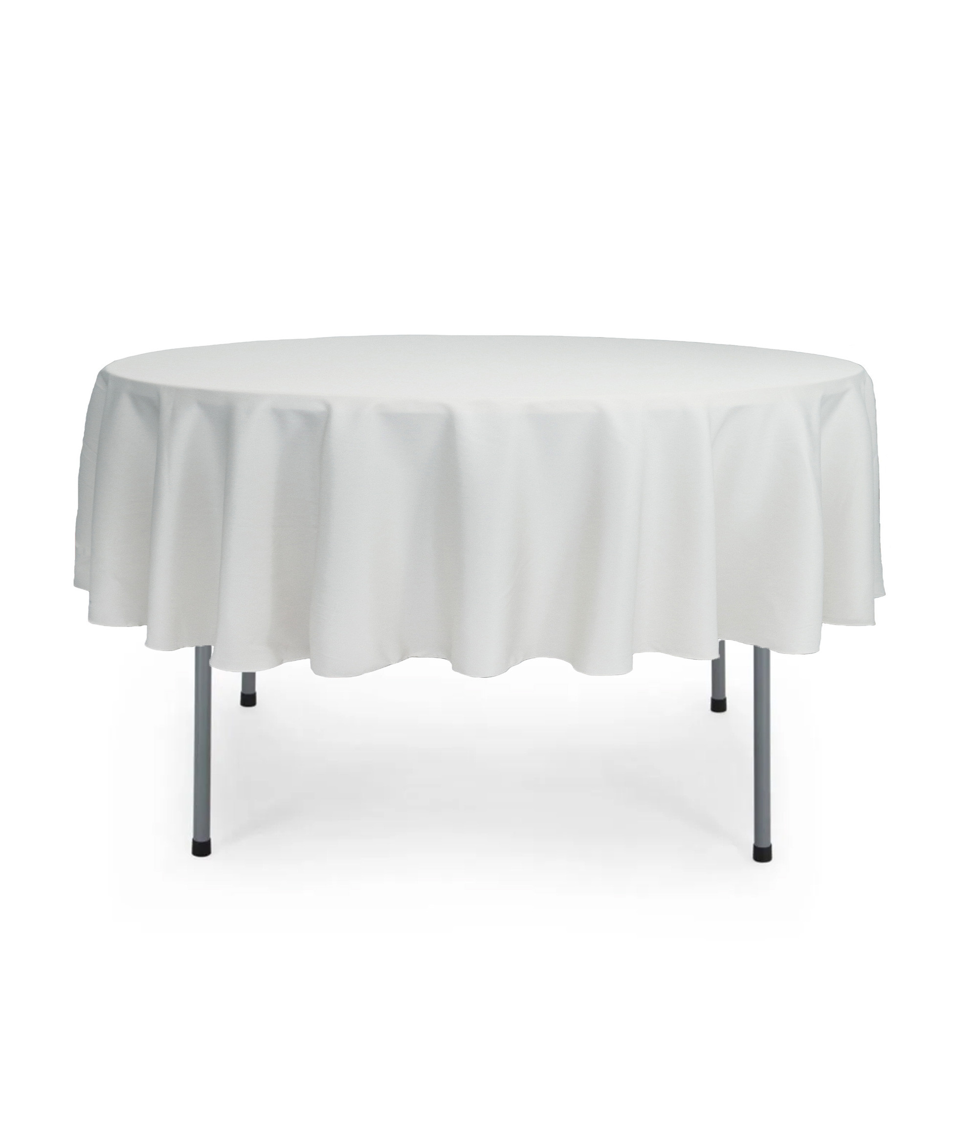 70 Inch Round Polyester Tablecloth White