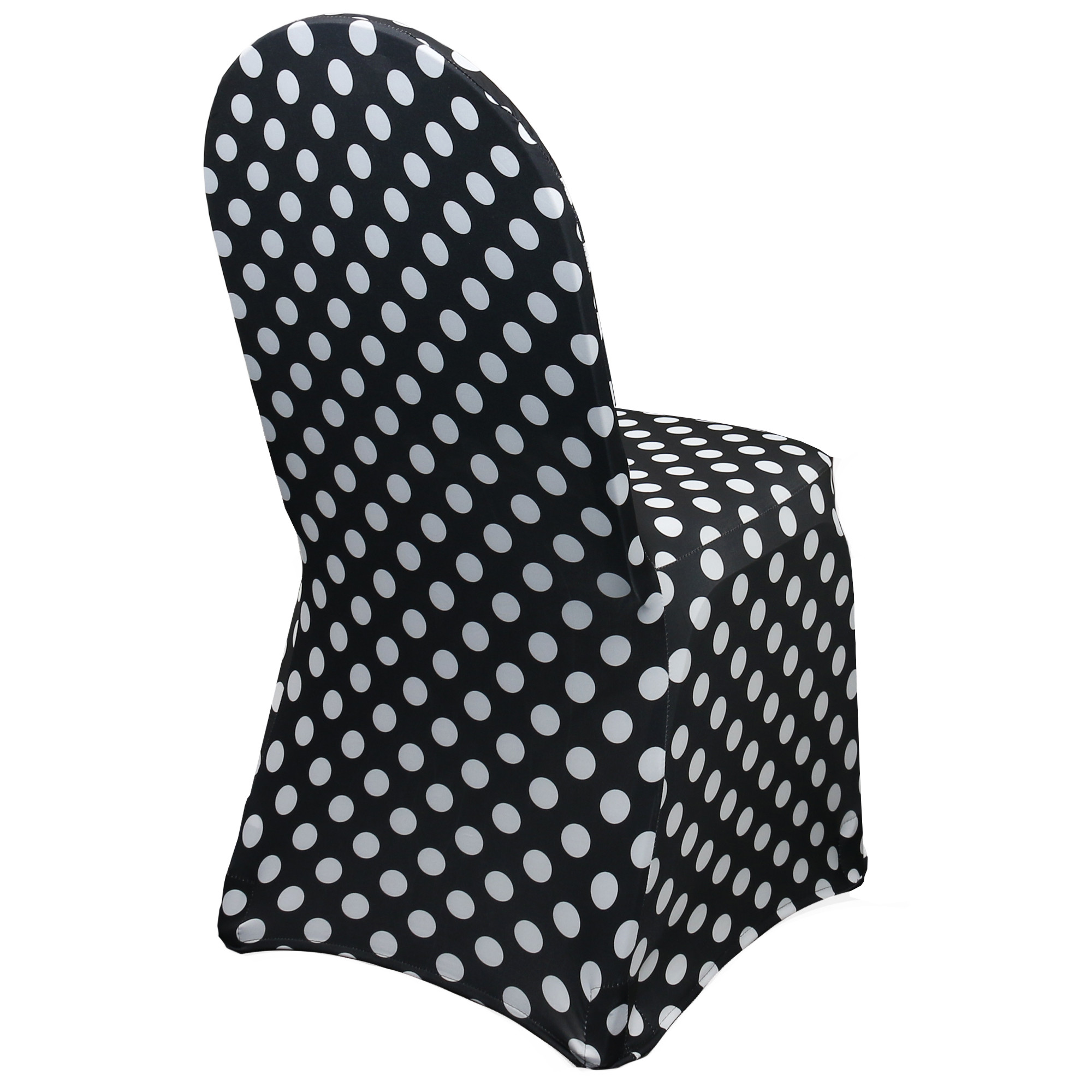 Stretch Spandex Banquet Chair Cover Black and White Polka Dot