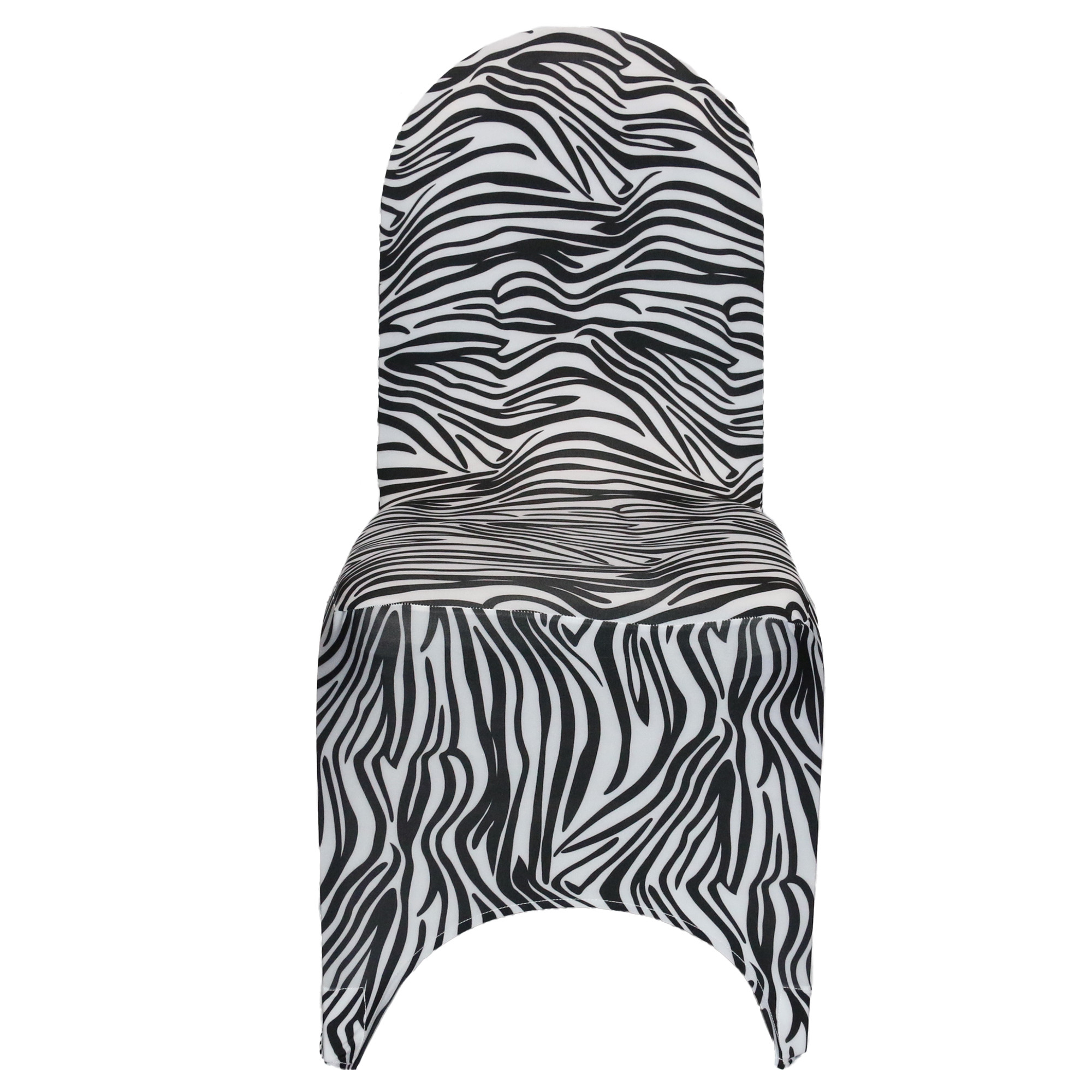 Stretch Spandex Banquet Chair Cover Black and White Zebra front view