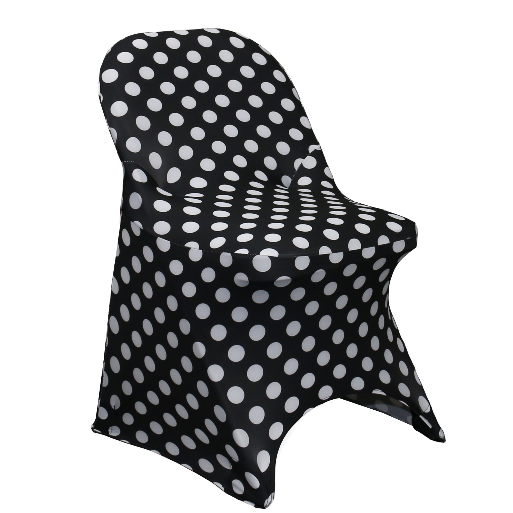 Stretch Spandex Folding Chair Covers Black and White Polka Dot
