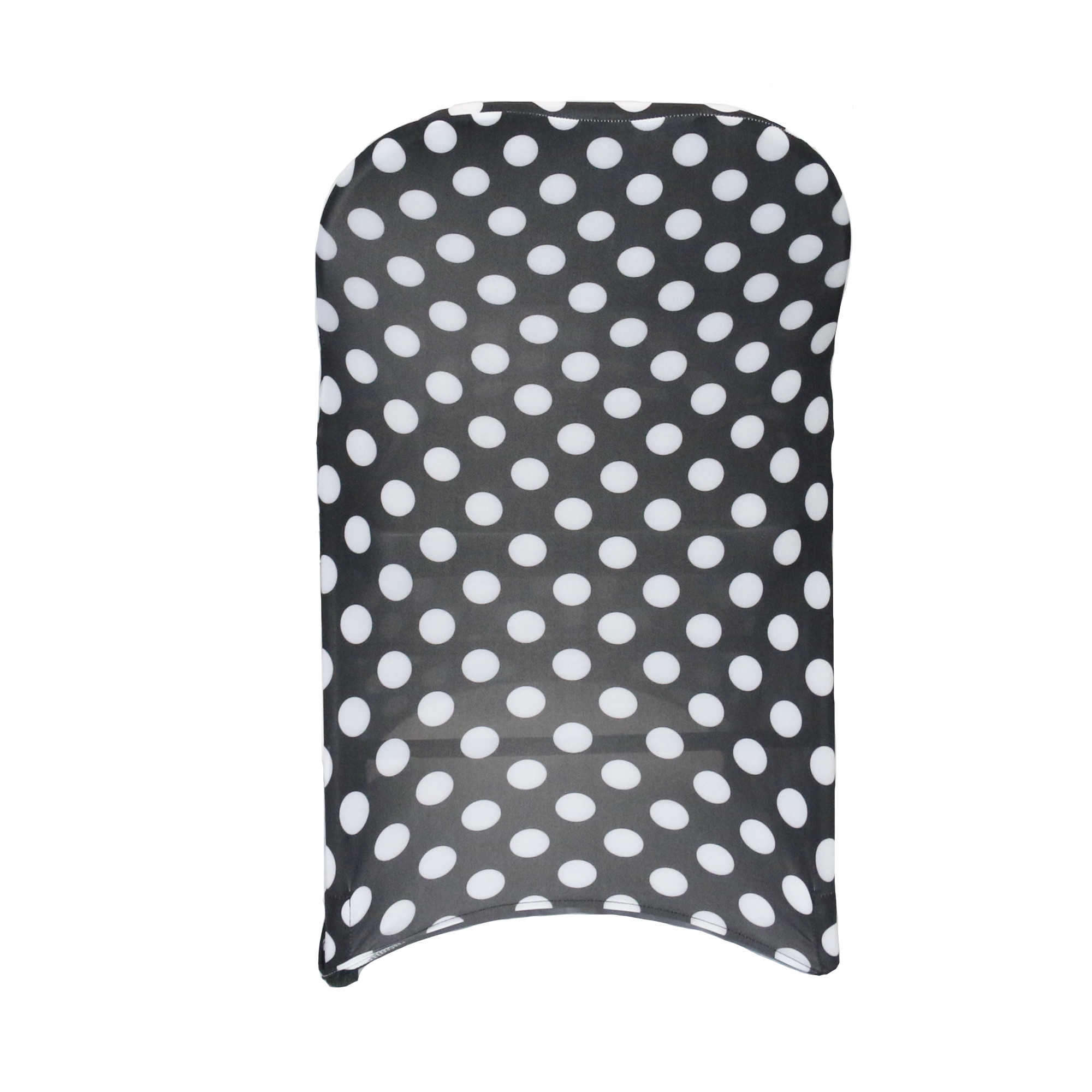 Stretch Spandex Folding Chair Covers Black and White Polka Dot back view