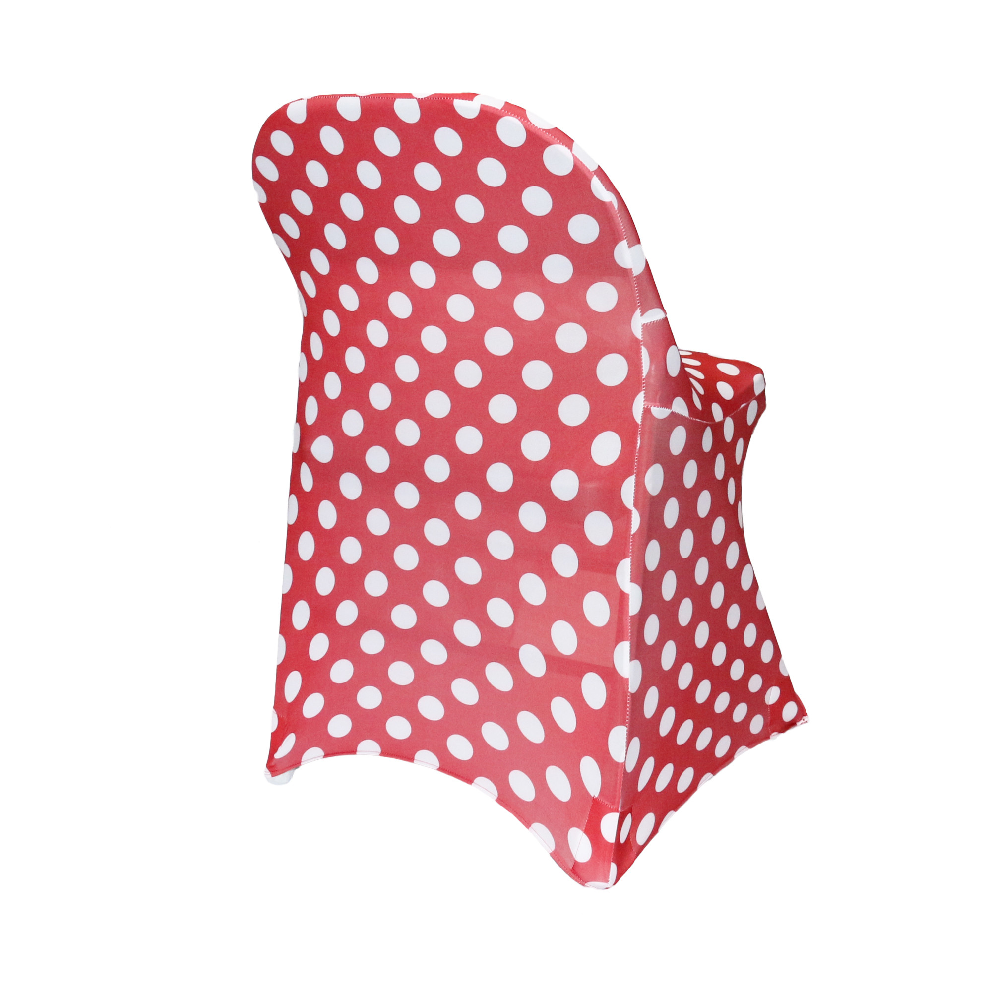 Stretch Spandex Folding Chair Covers Red and White Polka Dot side view