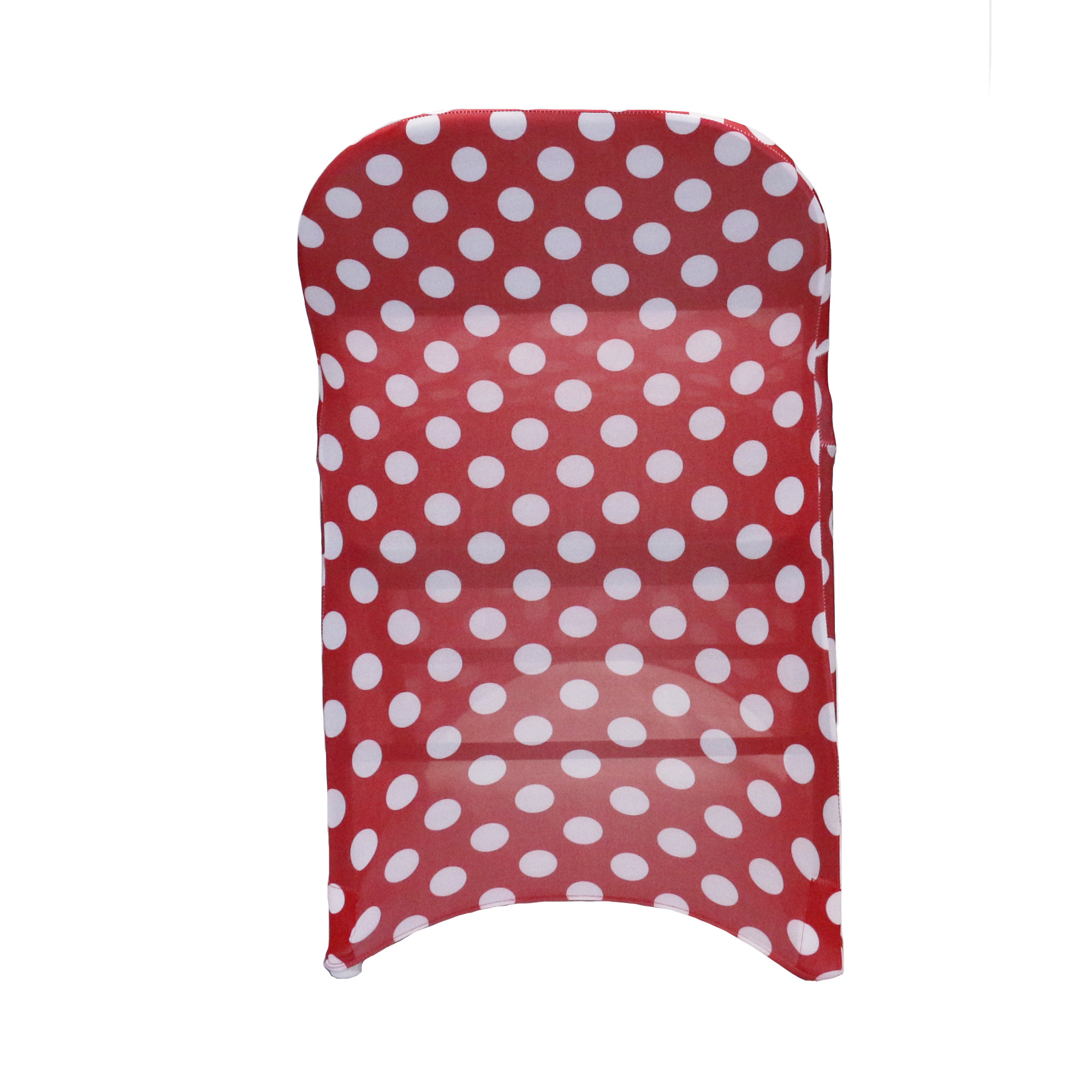 Stretch Spandex Folding Chair Covers Red and White Polka Dot back view