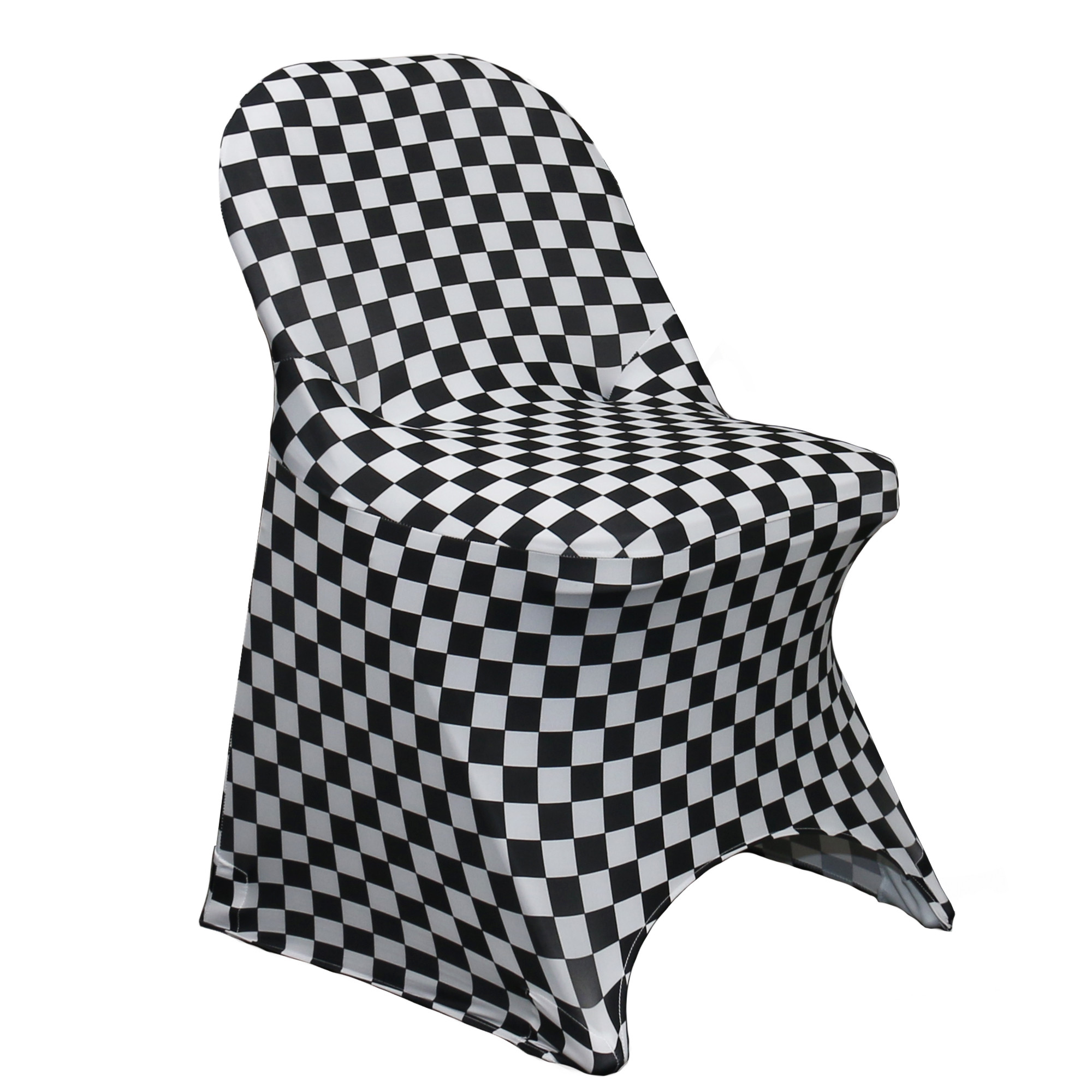 Stretch Spandex Folding Chair Covers Black and White Checkered
