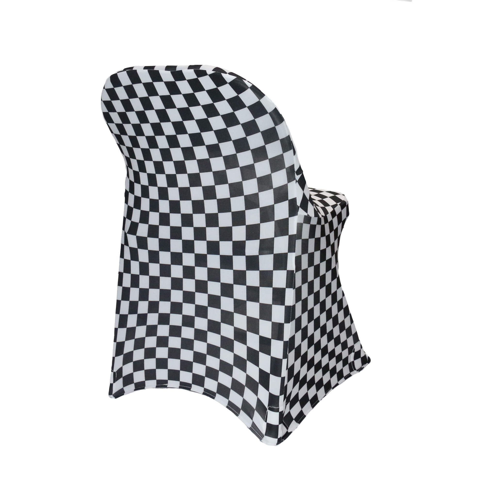 Stretch Spandex Folding Chair Covers Black and White Checkered side view