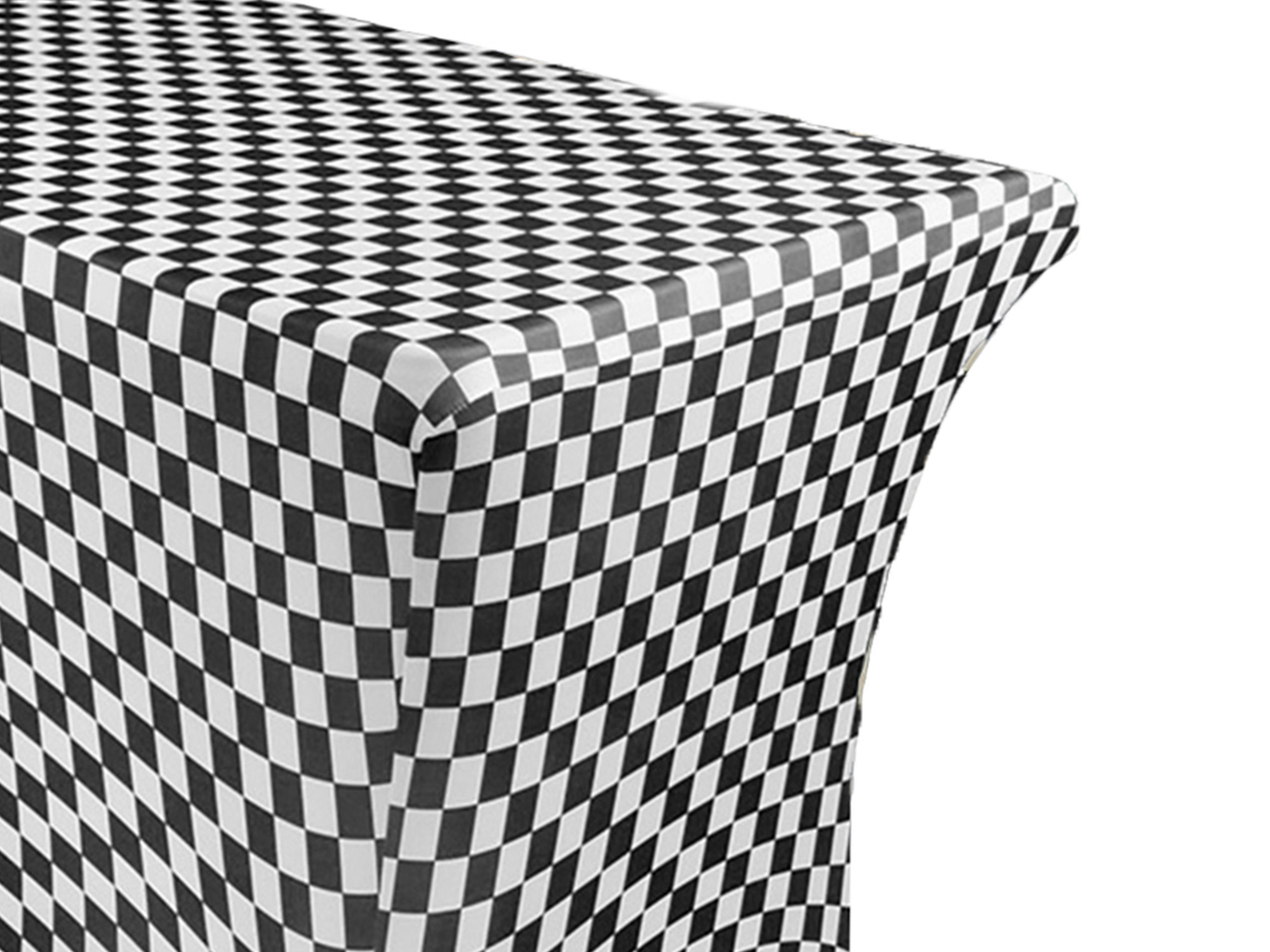 Stretch Spandex 8 Ft Rectangular Table Cover Black and White Checkered corner
