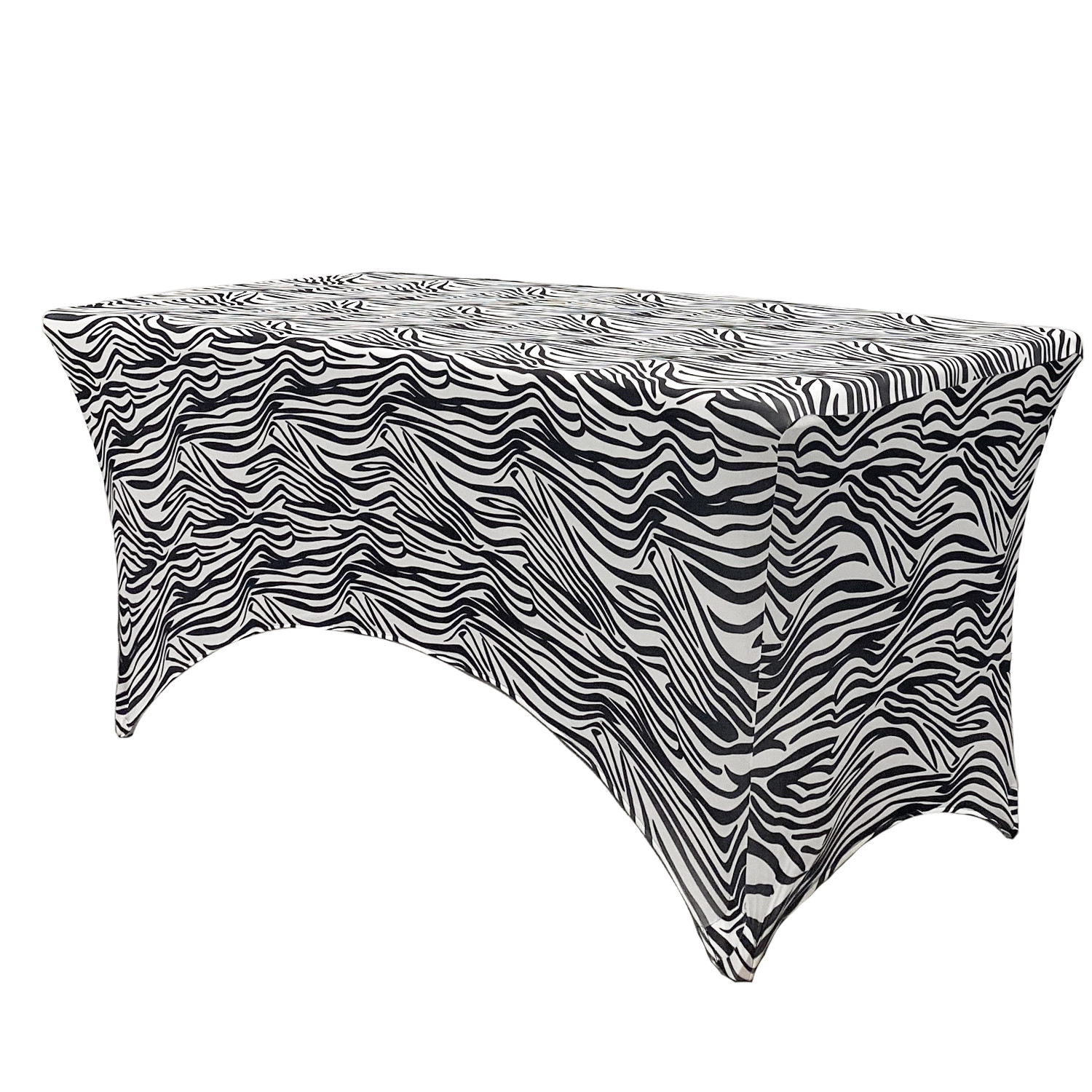 Stretch Spandex 4 ft Rectangular Table Cover Zebra