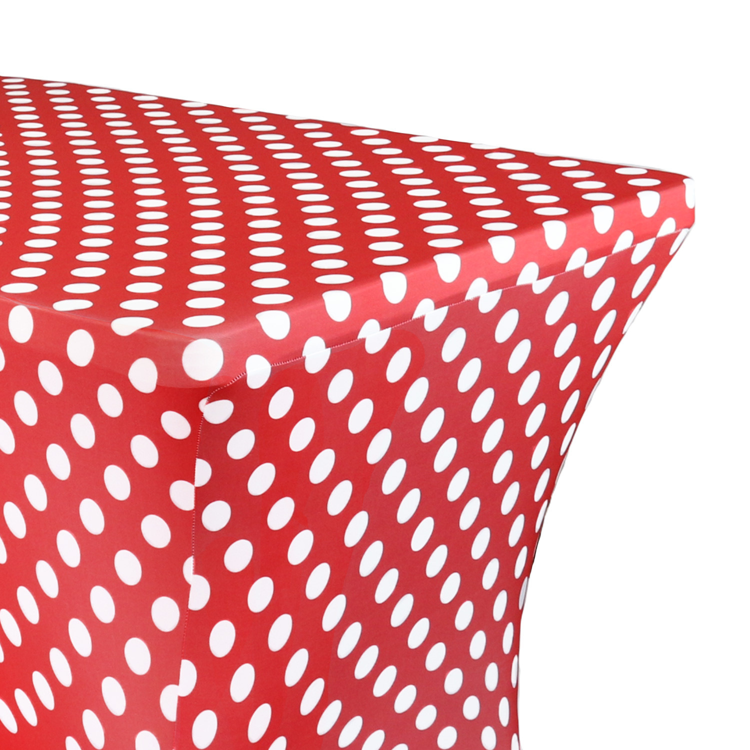 4 ft Rectangular Table Cover Red and White Polka Dot