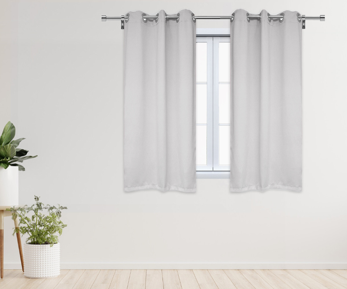 42 X 63 Inch Blackout Polyester Curtains with Grommets Grayish White - 2 Panels