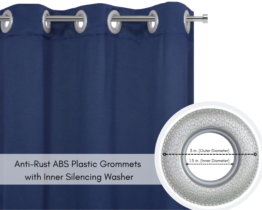 42 X 63 Inch Blackout Polyester Curtains with Grommets Navy Blue - Grommets