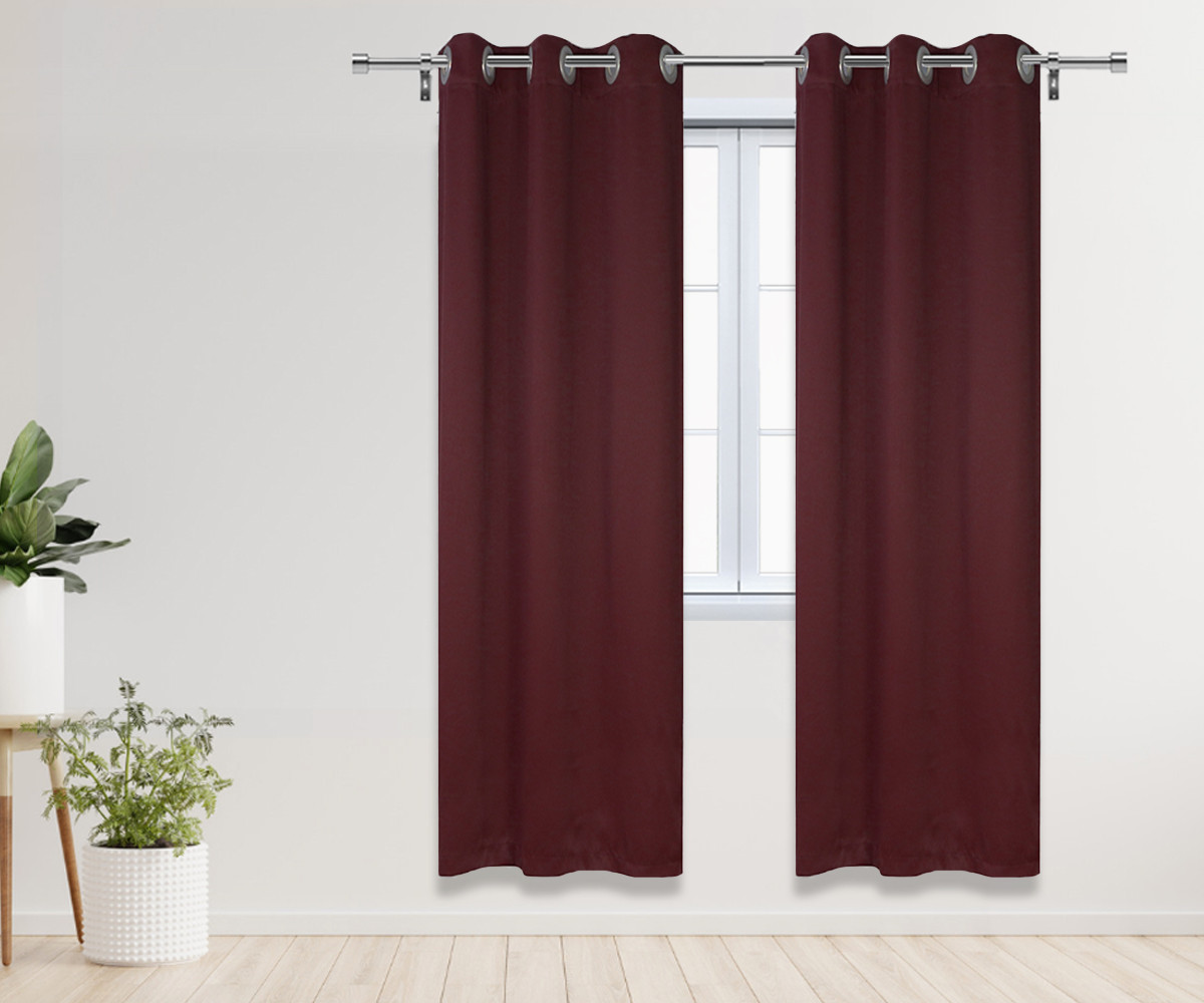  42 X 84 Inch Blackout Polyester Curtains with Grommets Burgundy - 2 Panels