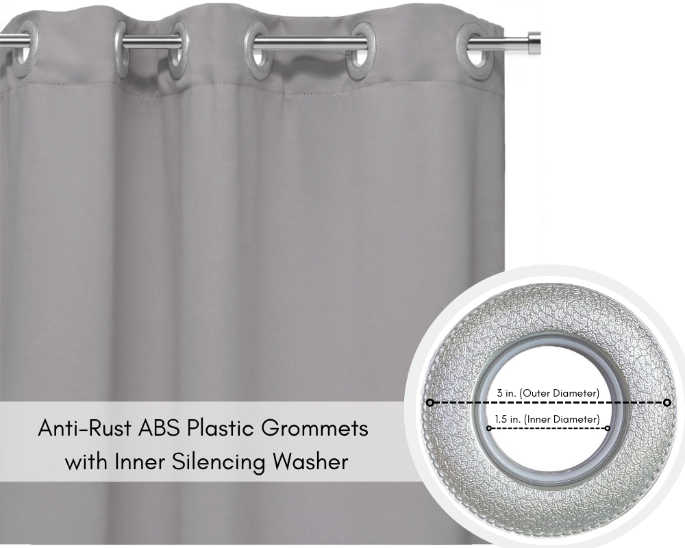 52 X 63 Inch Blackout Polyester Curtains with Grommets Gray - Grommets