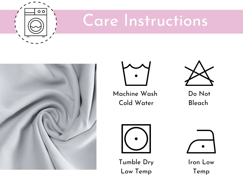 52 X 63 Inch Blackout Polyester Curtains with Grommets Grayish White - Care Instructions