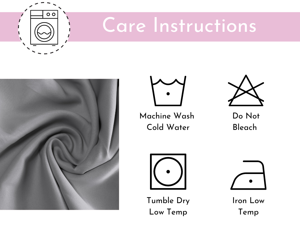 52 X 84 Inch Blackout Polyester Curtains with Grommets Gray -Care Instructions