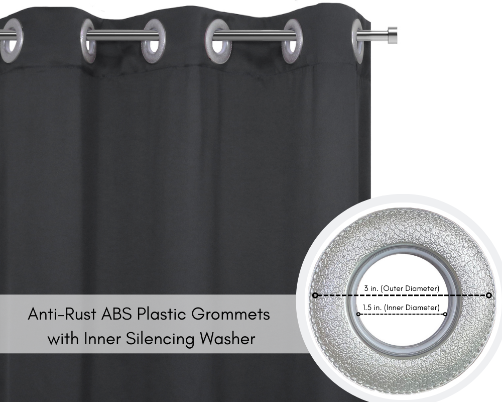 52 X 84 Inch Blackout Polyester Curtains with Grommets Black - Grommets