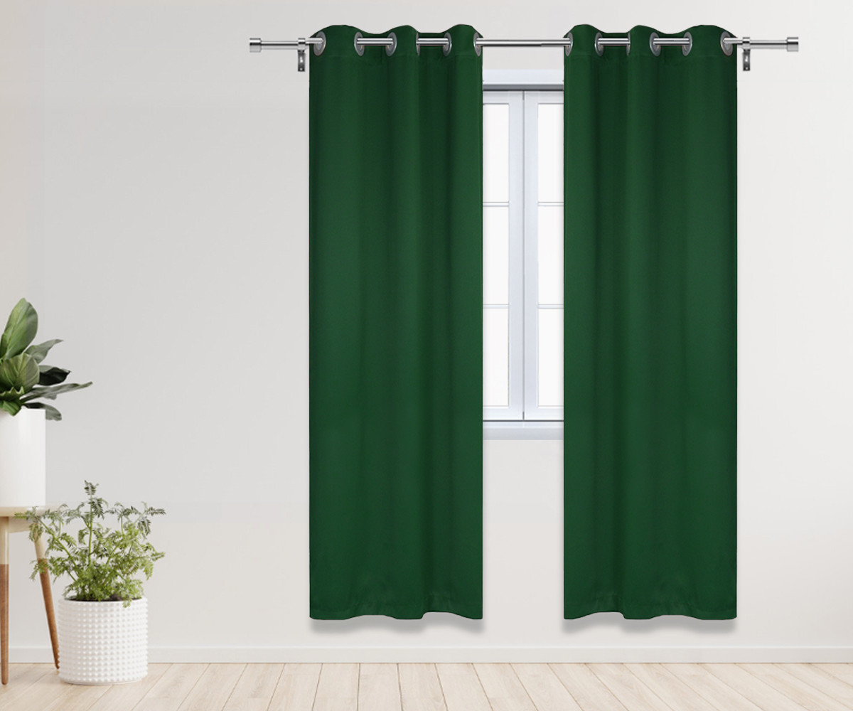 52 X 84 Inch Blackout Polyester Curtains with Grommets Hunter Green - 2 Panels