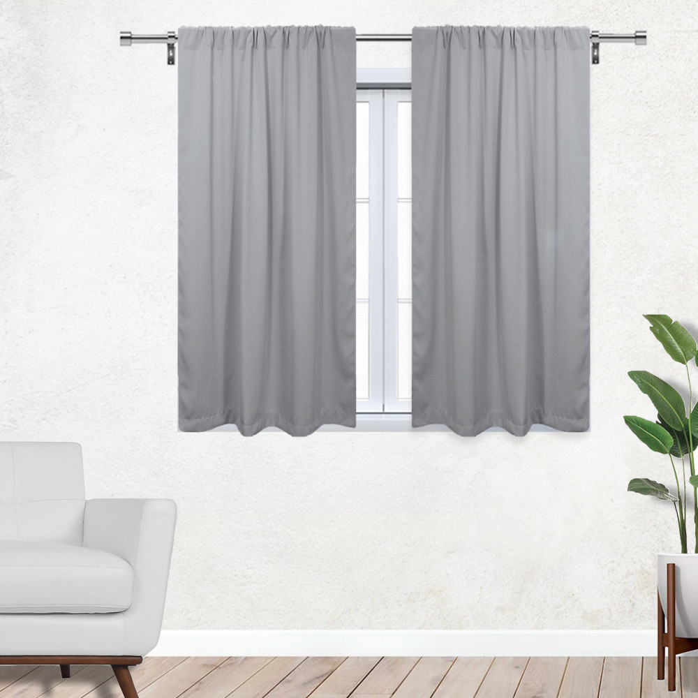 42 X 45 Inch Blackout Polyester Curtains with Rod Pocket Gray - 2 Panels