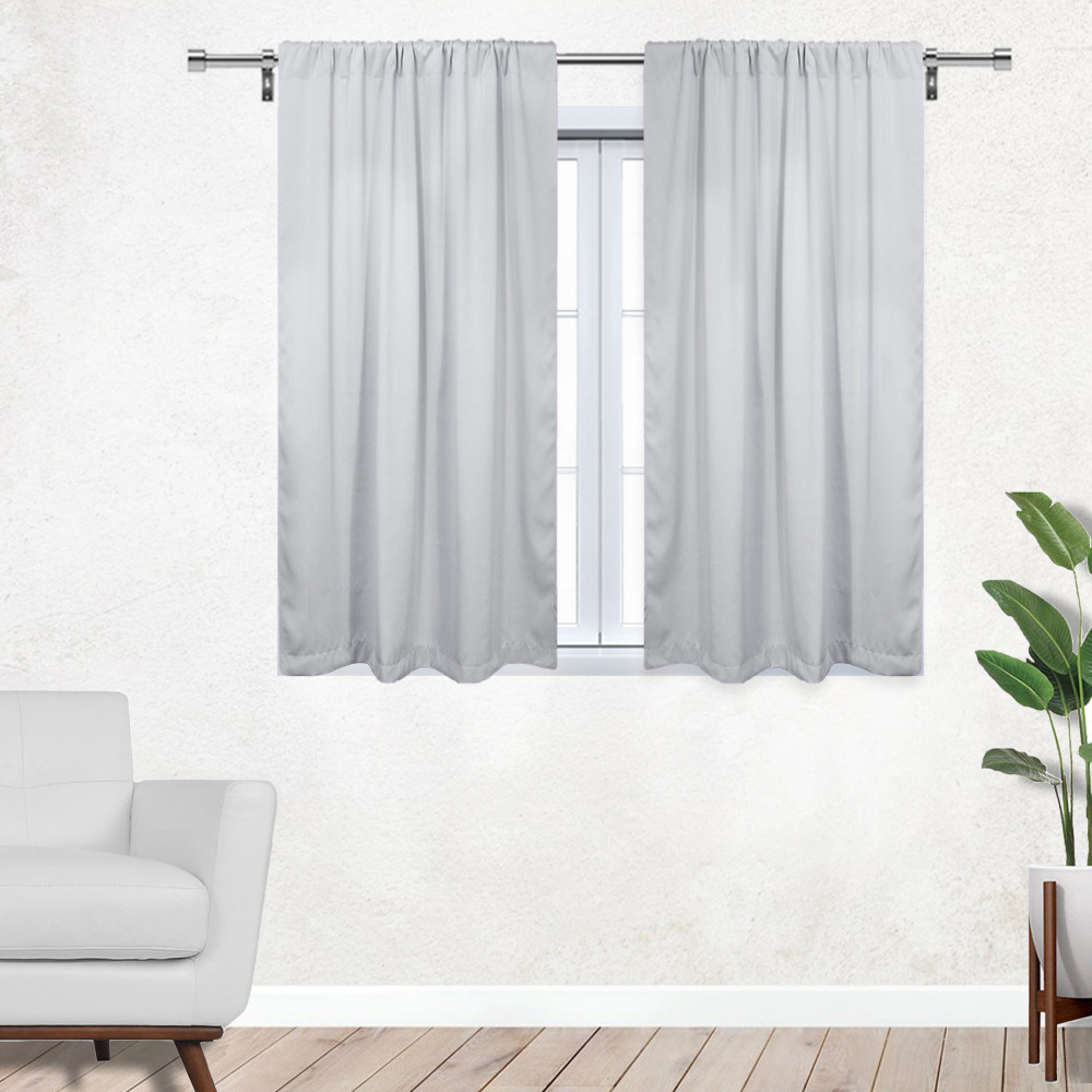 42 X 45 Inch Blackout Polyester Curtains with Rod Pocket Grayish White - 2 Panels 