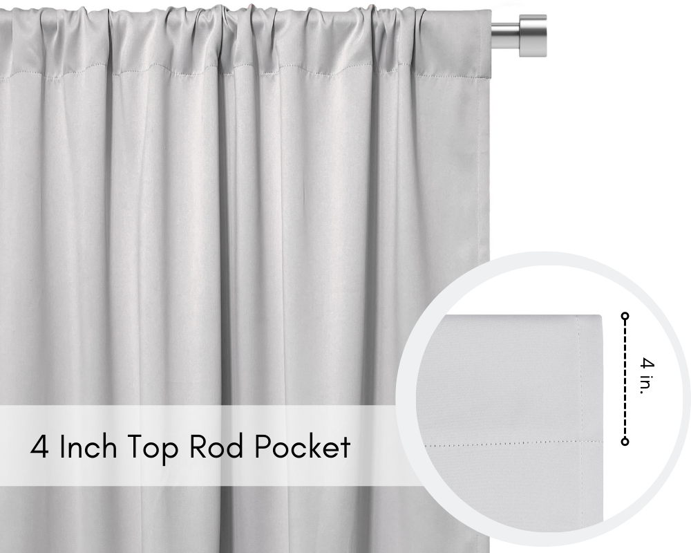 42 X 84 Inch Blackout Polyester Curtains with Rod Pocket Grayish White - Rod Pocket