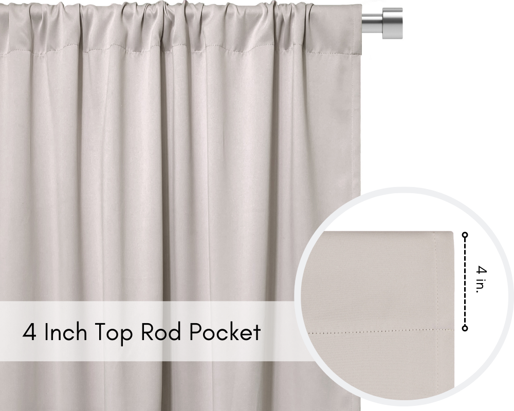 42 X 84 Inch Blackout Polyester Curtains with Rod Pocket Beige - Rod Pockets
