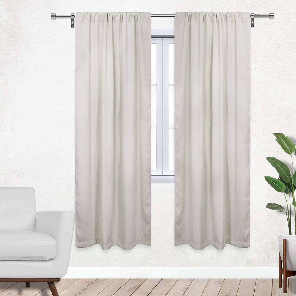 52 X 84 Inch Blackout Polyester Curtains with Rod Pocket Beige - 2 Panels