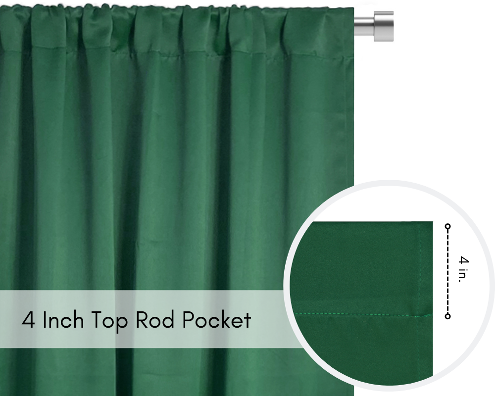 52 X 84 Inch Blackout Polyester Curtains with Rod Pocket Hunter Green - Rod Pockets