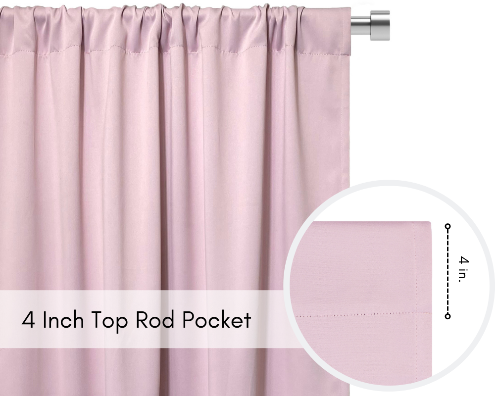 52 X 95 Inch Blackout Polyester Curtains with Rod Pocket Blush - Rod Pocket