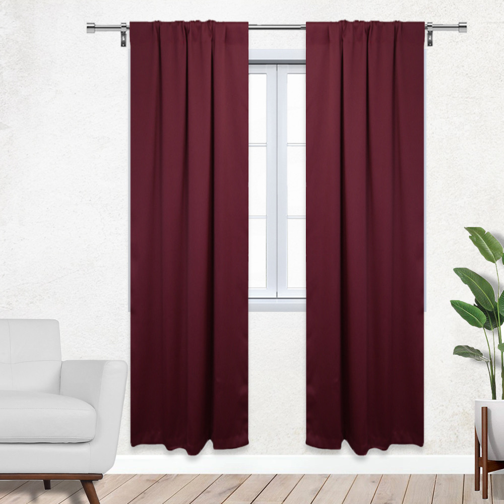 52 X 95 Inch Blackout Polyester Curtains with Rod Pocket Burgundy - 2 Panels