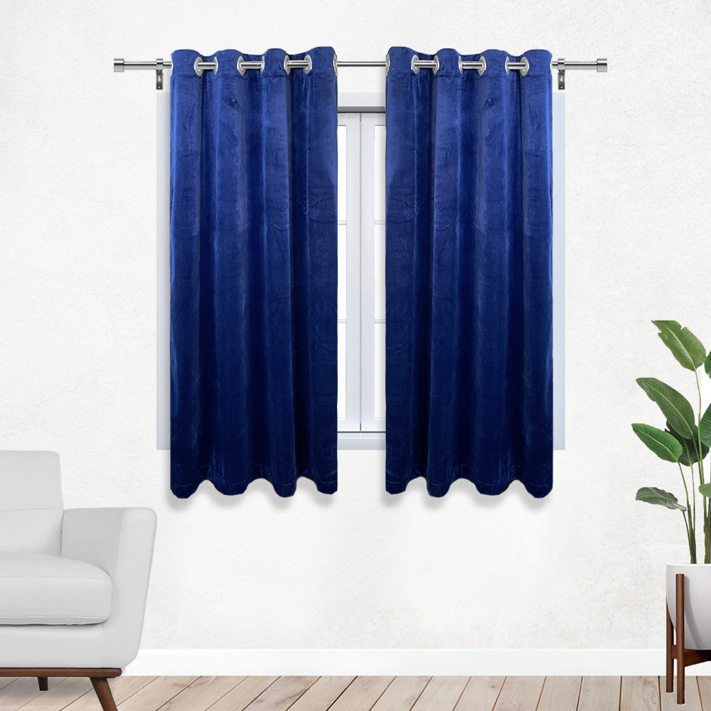 52 X 63 Inch Velvet Curtains with Grommets Navy Blue 