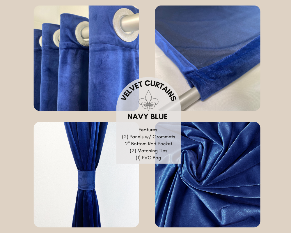 52 X 108 Inch Velvet Curtains with Grommets Navy Blue - Features