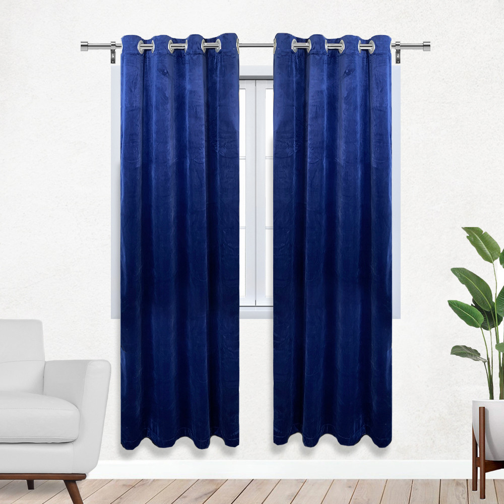 52 X 84 Inch Velvet Curtains with Grommets Navy Blue - 2 Panels