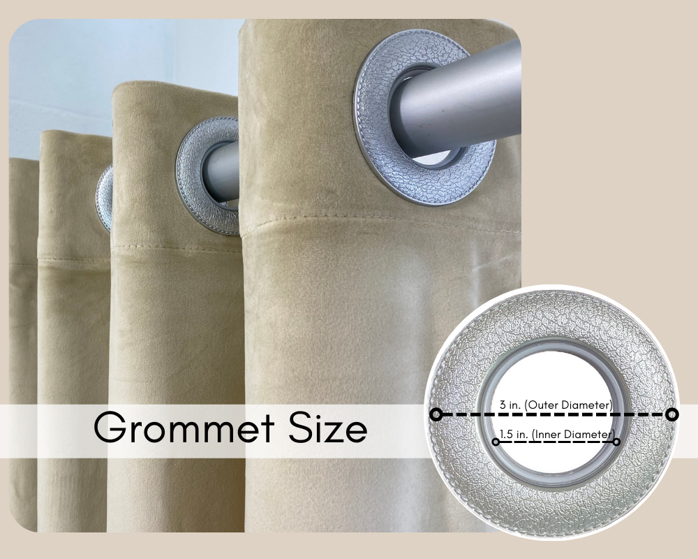 52 X 63 Inch Velvet Curtains with Grommets Beige - Grommet Size