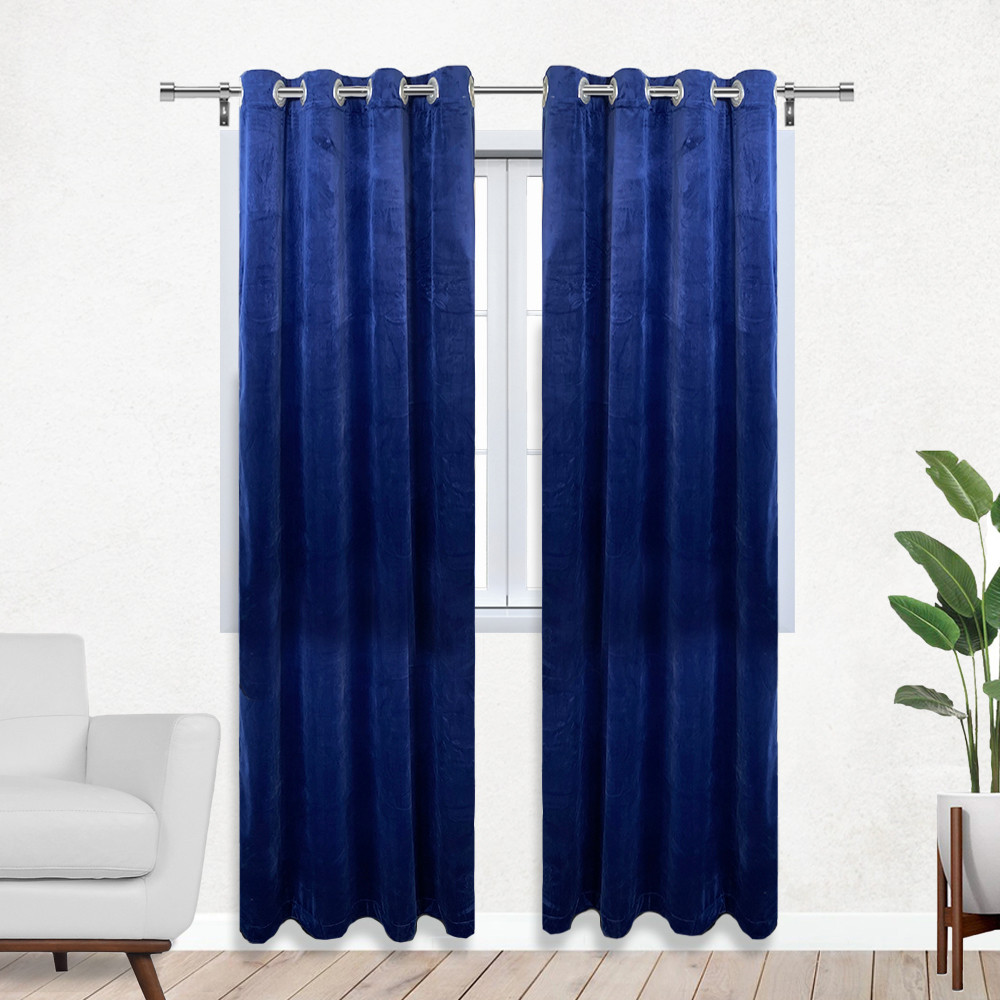 52 X 108 Inch Velvet Curtains with Grommets Navy Blue - 2 Panels