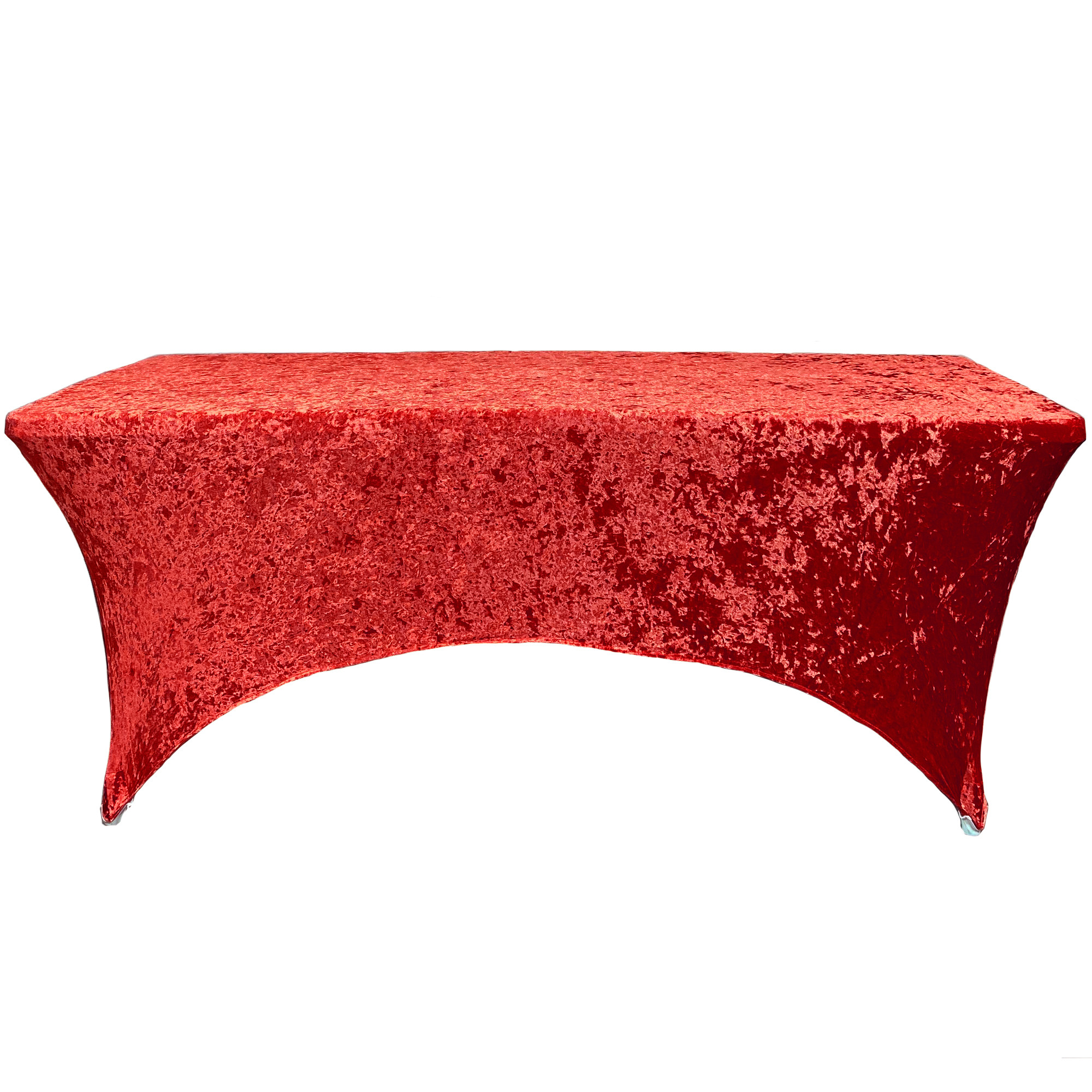 Velvet Spandex 6 Ft Rectangular Table Cover Red Front