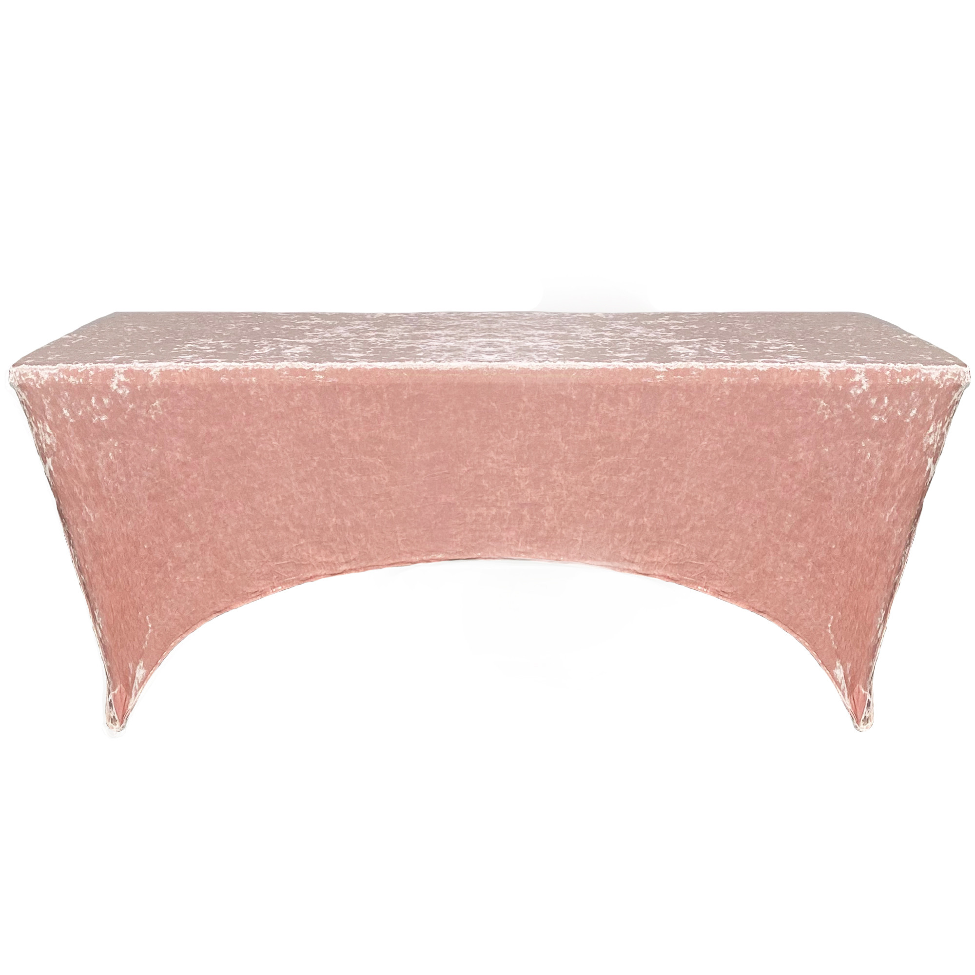 Velvet Spandex 8 Ft Rectangular Table Cover Blush Front