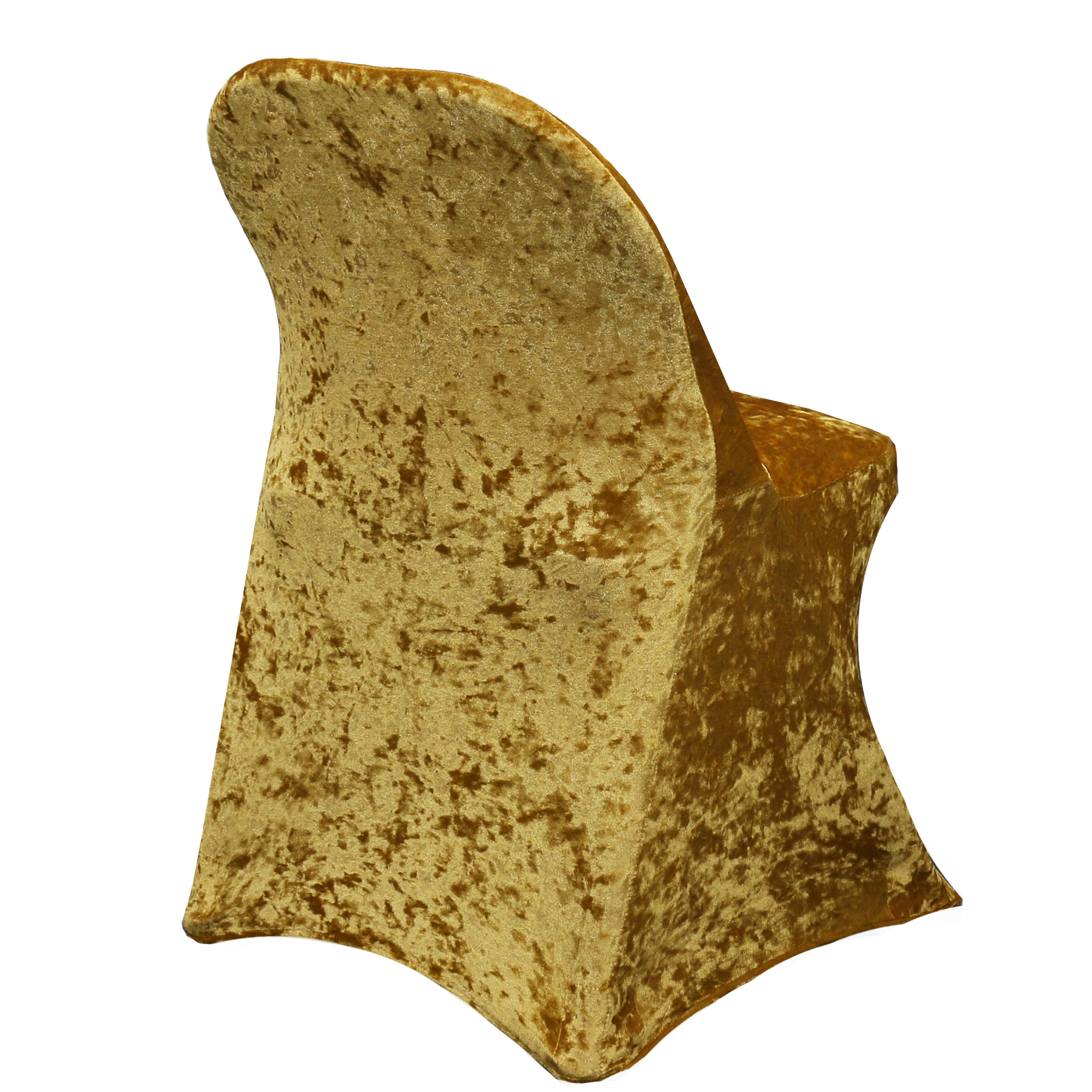 Velvet Spandex Folding Chair Cover Gold back