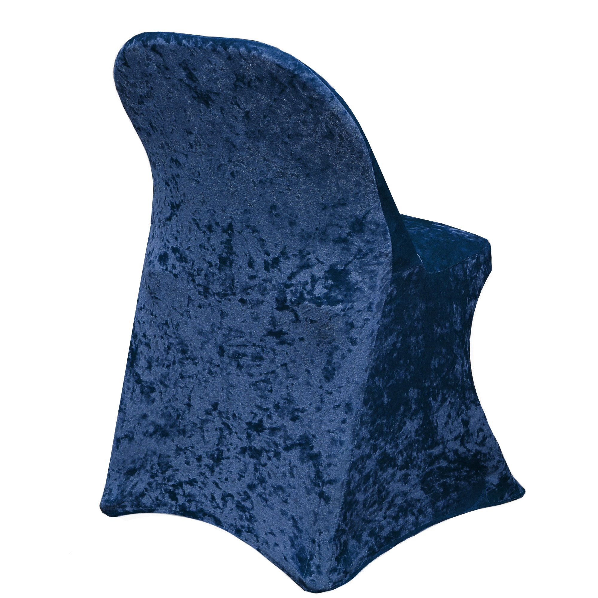 Velvet Spandex Folding Chair Cover Navy Blue back