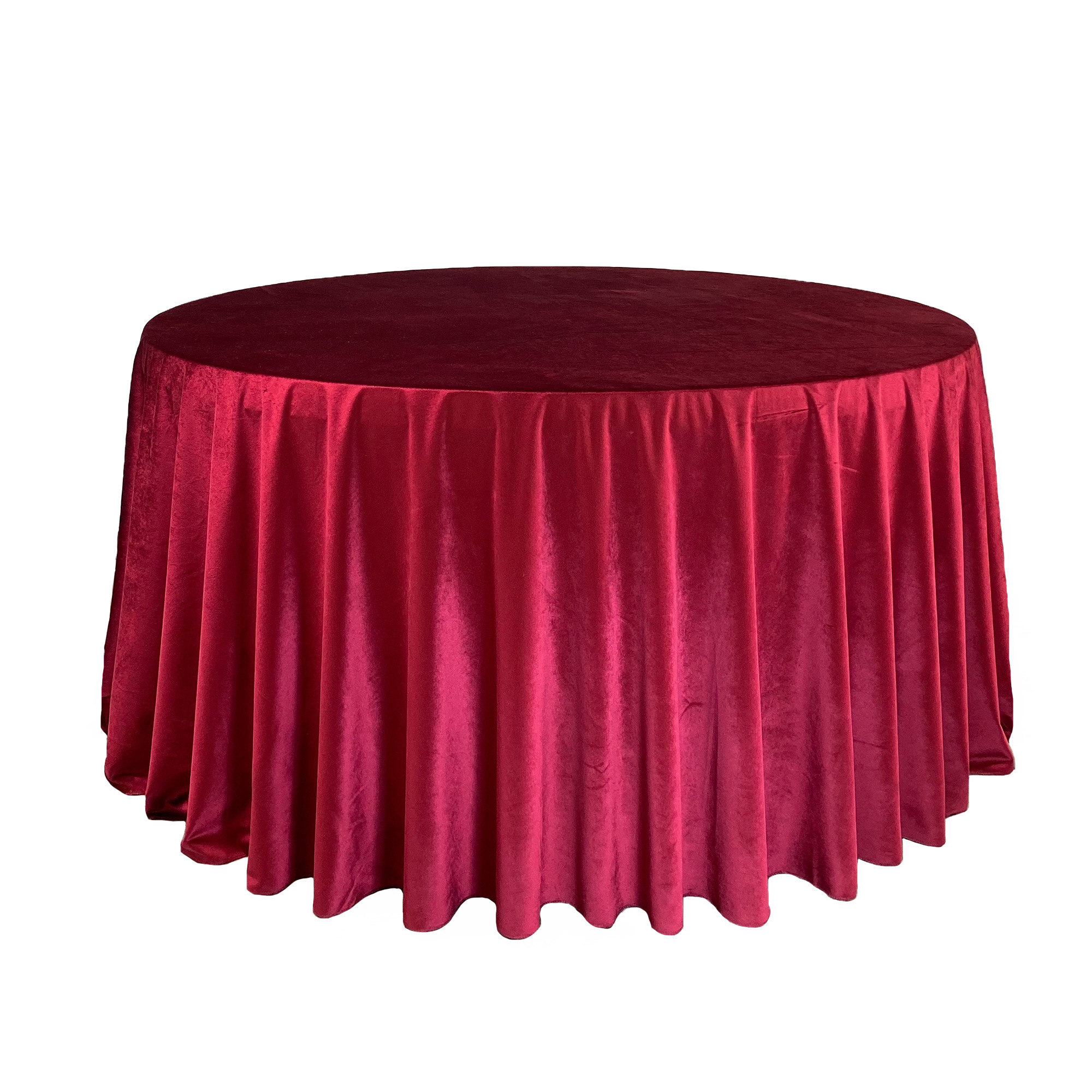 120 Inch Round Velvet Tablecloth Burgundy