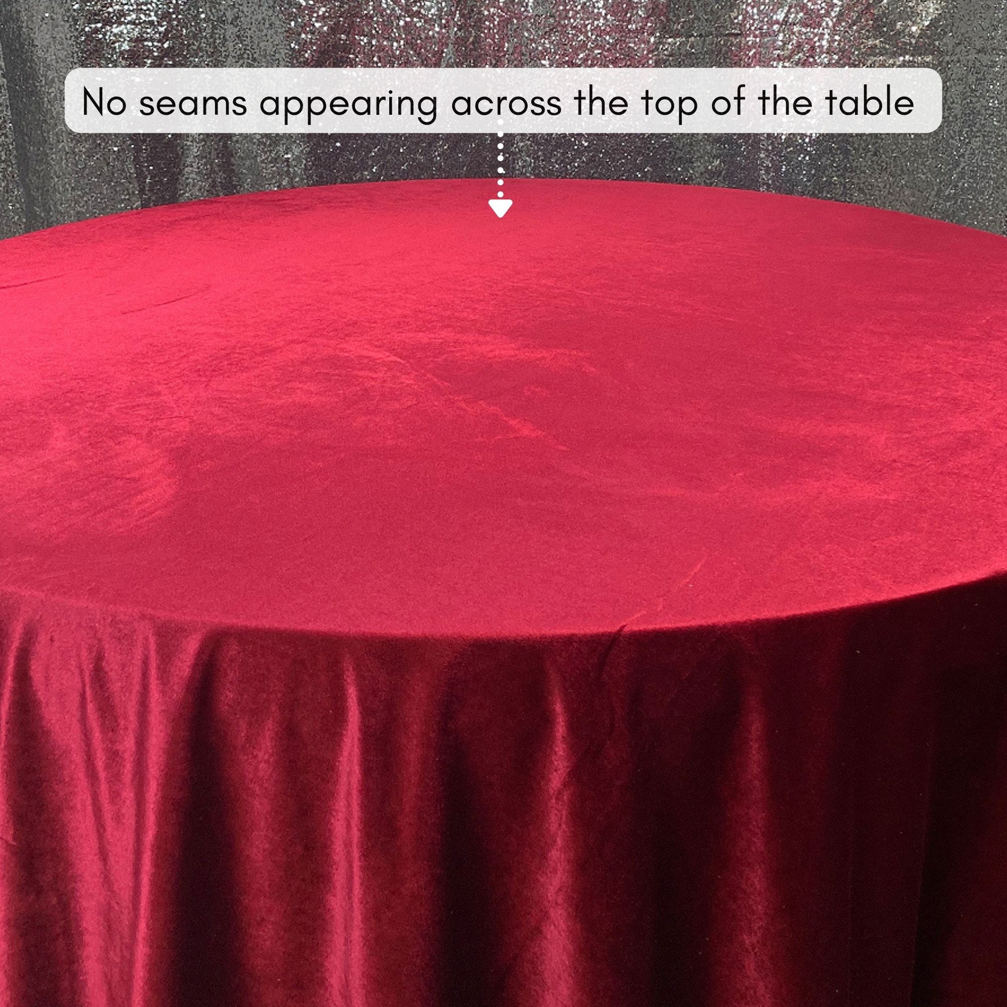 120 Inch Round Velvet Tablecloth Burgundy Top