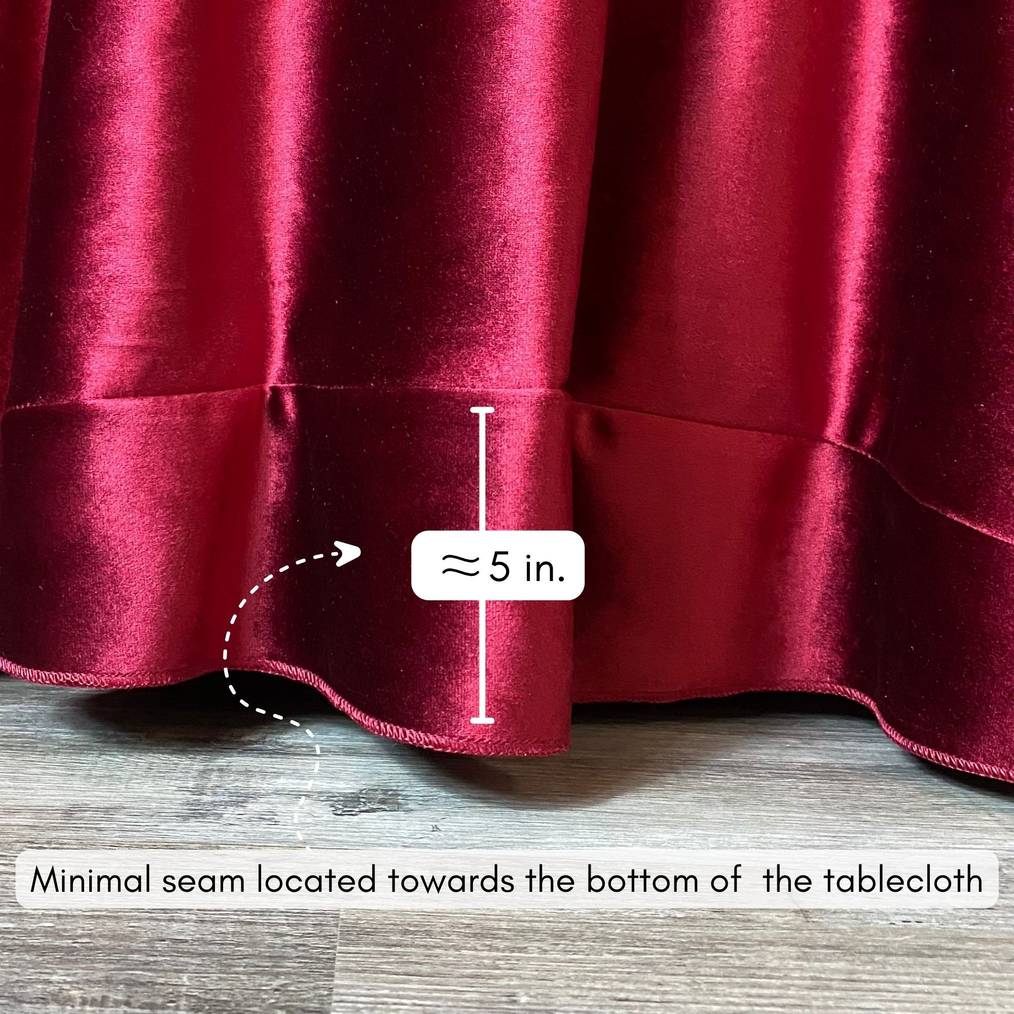 120 Inch Round Velvet Tablecloth Burgundy Seam