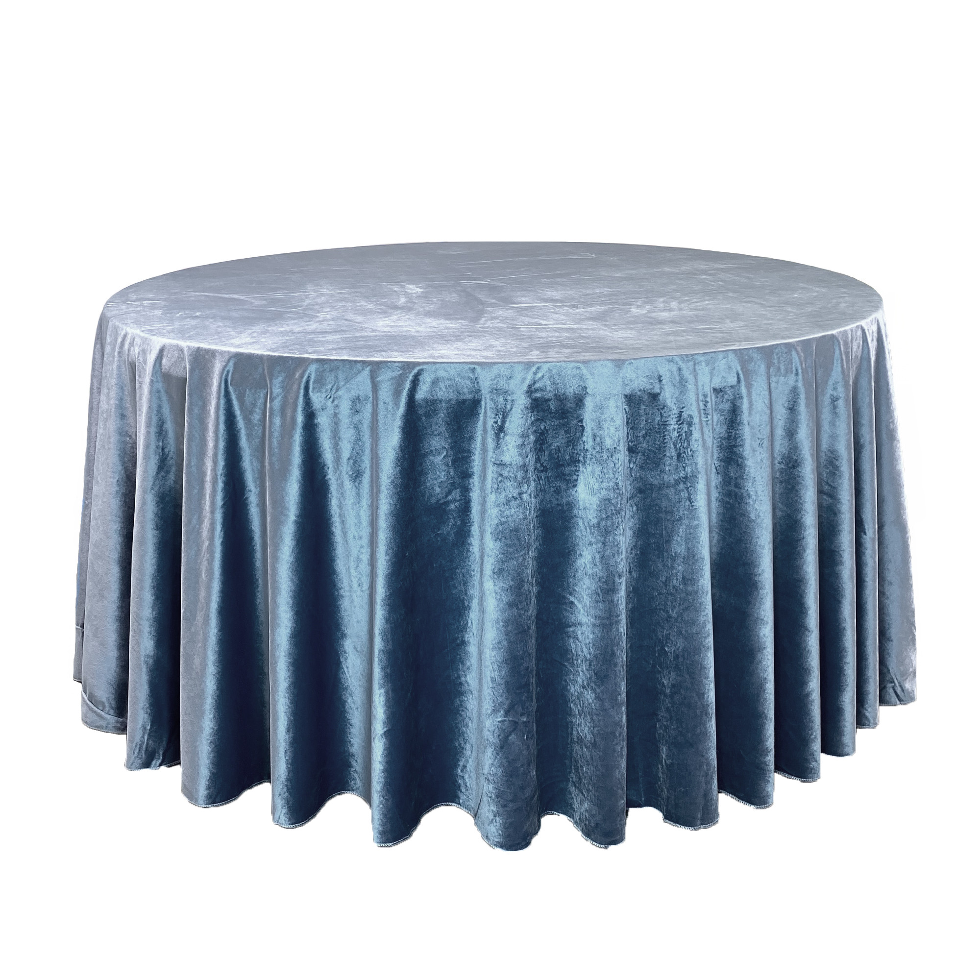 120 Inch Round Velvet Tablecloth Dusty Blue