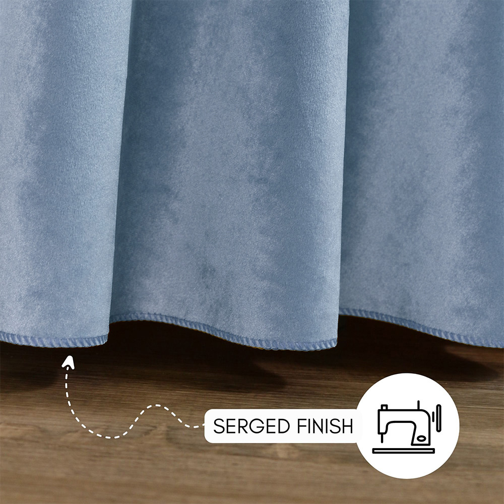 120 Inch Round Velvet Tablecloth Dusty Blue Hem