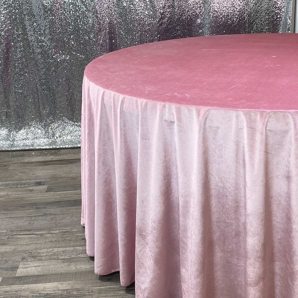 120 Inch Round Velvet Tablecloth Dusty Side Drop