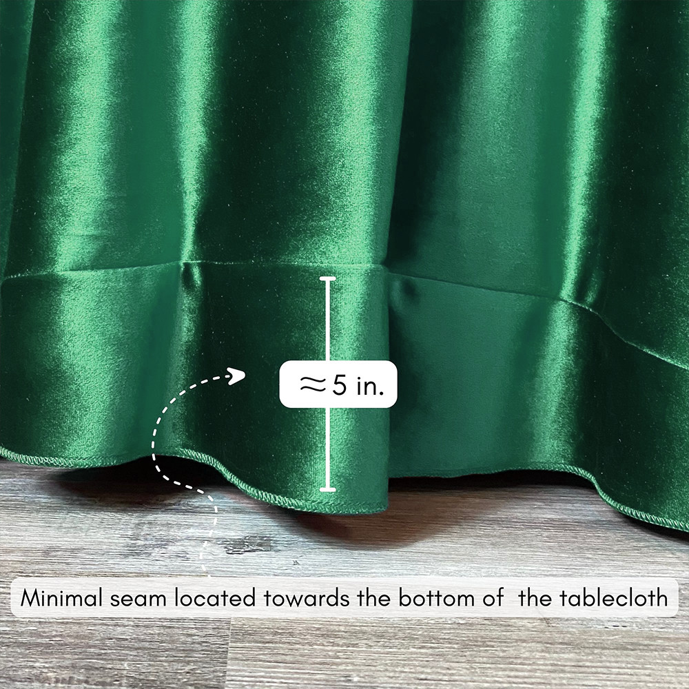 120 Inch Round Velvet Tablecloth Emerald Green Seam